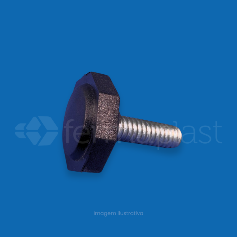 Nivelador Oitavado 22 x M6 x 20 mm em PVC flexível de alta aderência. Ideal para móveis leves e displays que exigem estabilidade antiderrapante. Qualidade Fermaplast. Confira!