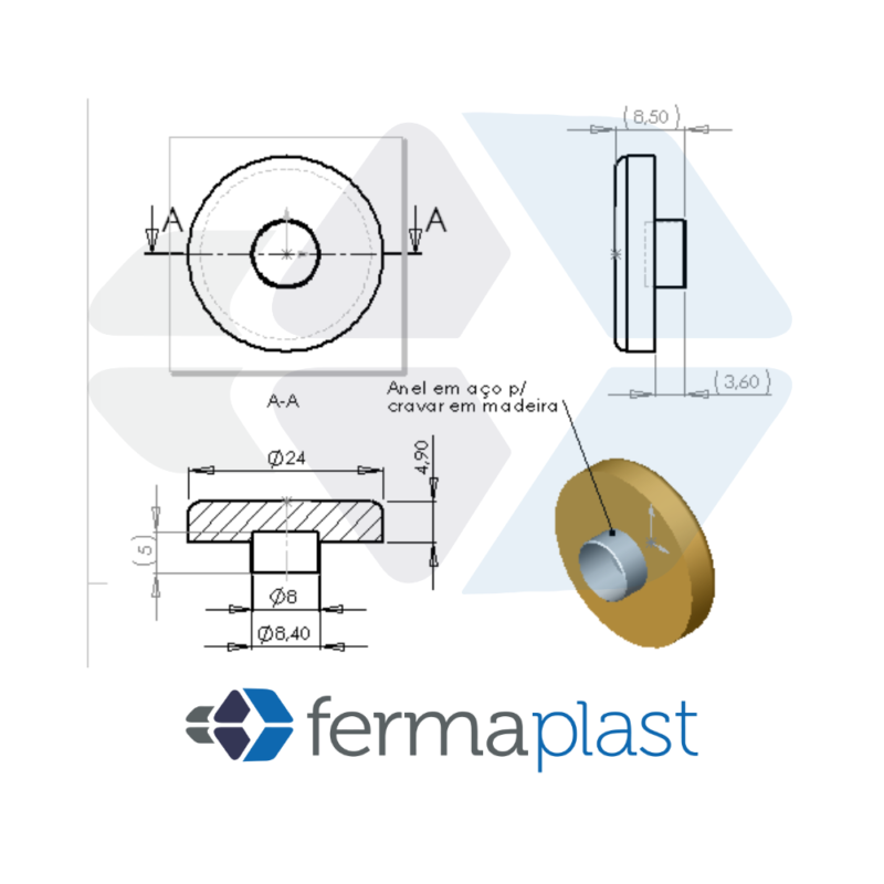 Sapata Ilhos 24 mm Pvc Transparente
