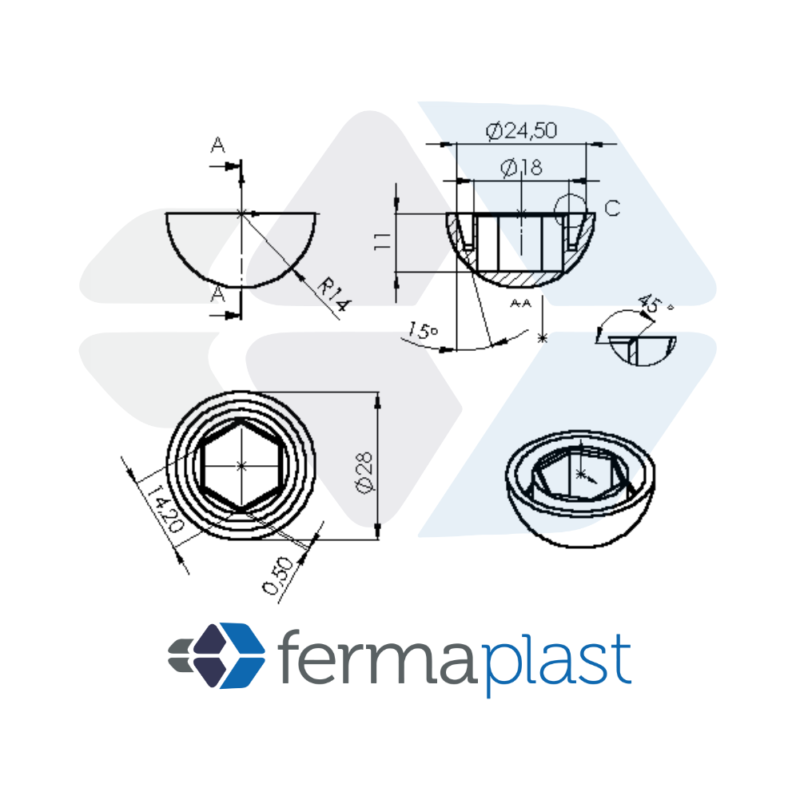 PRODUTO - 25005 Tampa Cabeça Parafuso 3/8" Chave 9/16"