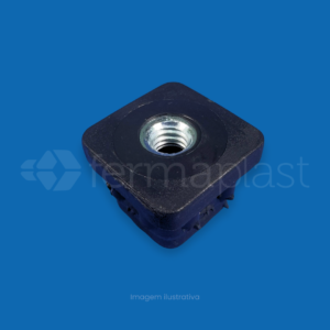 Ponteira 20x20mm Interna Reta com Porca 1/4 de alta resistência. Solução ideal para fixar pés niveladores em tubos quadrados. Qualidade Fermaplast. Confira agora!