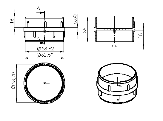 Ponteira Plástica 15x15 Mm Interna Reta Especial