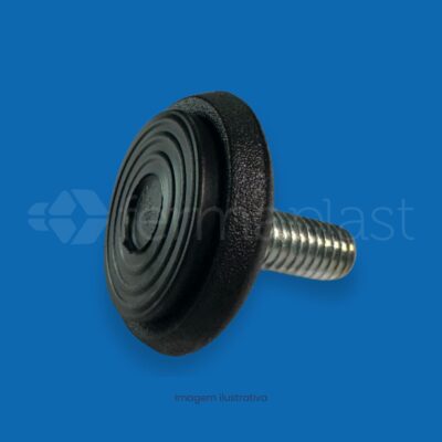 Nivelador 37 x 3/8 x 27 mm de alta resistência. Ideal para nivelamento de móveis e equipamentos industriais com rosca 3/8. Durabilidade garantida Fermaplast. Confira!